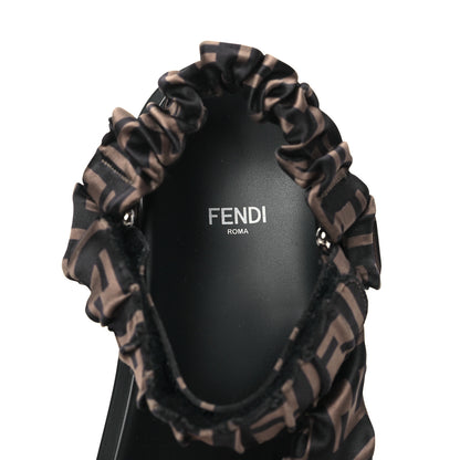 Fendi Satin FF Ruched Sandals 37 Tobacco Black 7 of 7