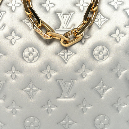 Louis Vuitton Metallic Lambskin Embossed Monogram Coussin PM Silver 9 of 11