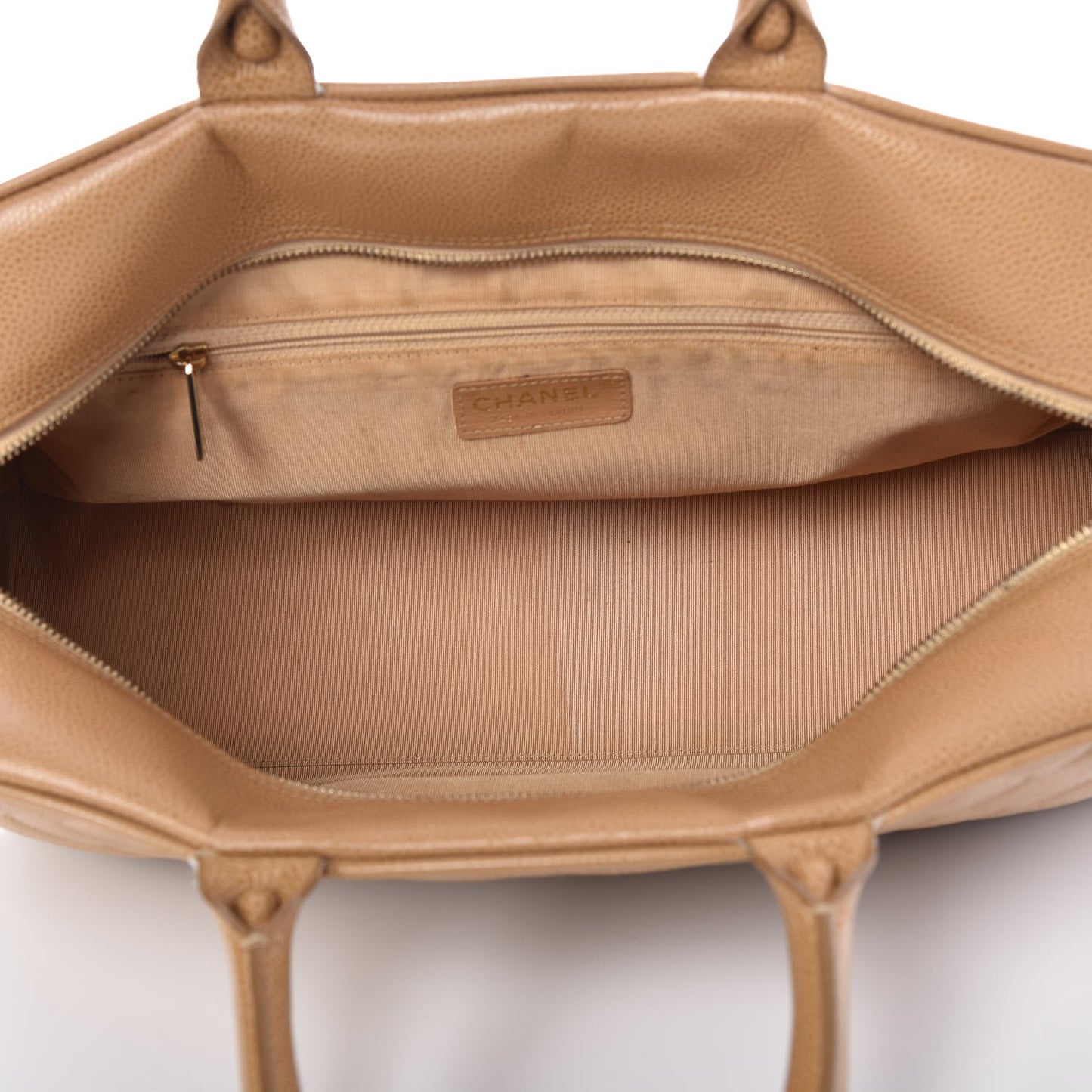 Caviar Quilted Large Bowler Bag Beige