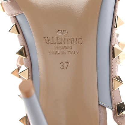Valentino Garavani Calfskin Nappa Rockstud Ankle Strap 100mm Pumps 37 Water Sky Poudre 7 of 8