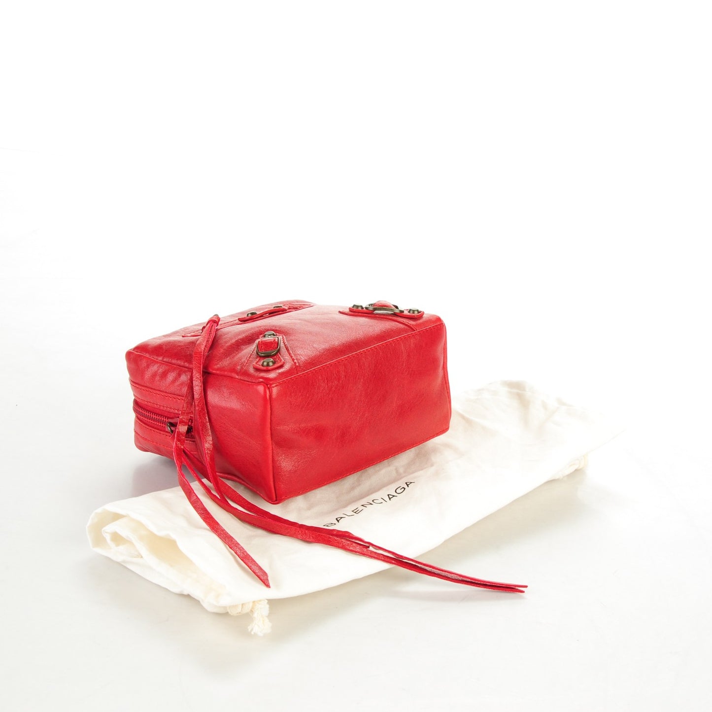 Chevre Classic Hardware Toilette Cosmetic Pouch Rouge Vif