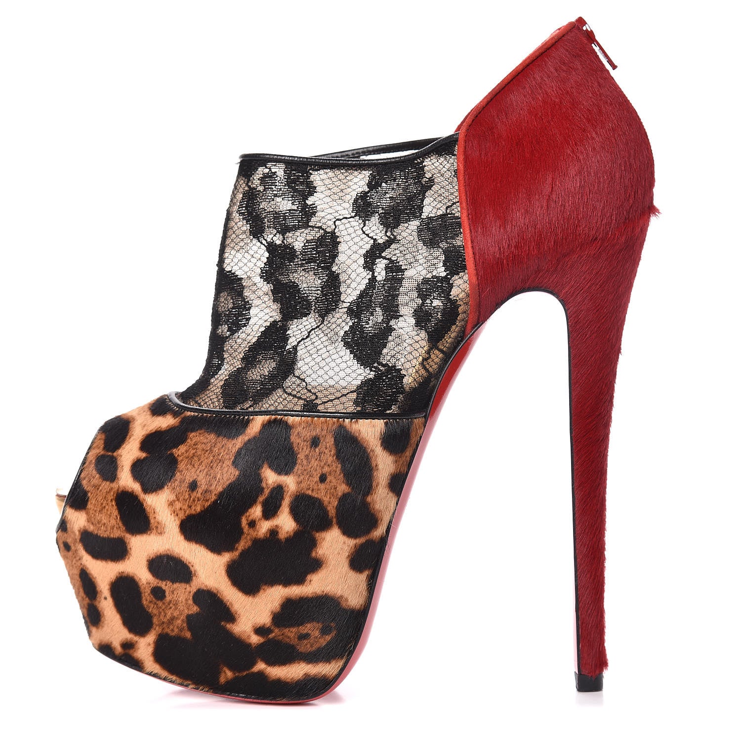 Christian Louboutin Lace Calf Hair Leopard Printed Aeronotoc 160 Bootie 38.5 1 of 9