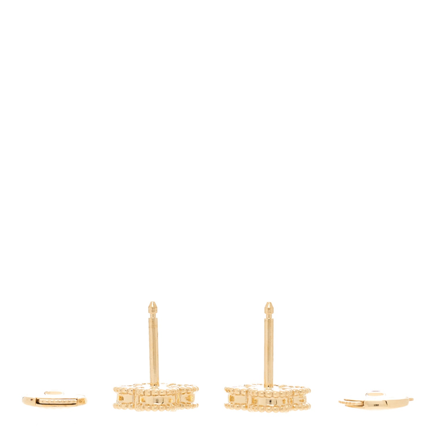 Van Cleef & Arpels 18K Yellow Gold Mother of Pearl Sweet Alhambra Earrings 3 of 4