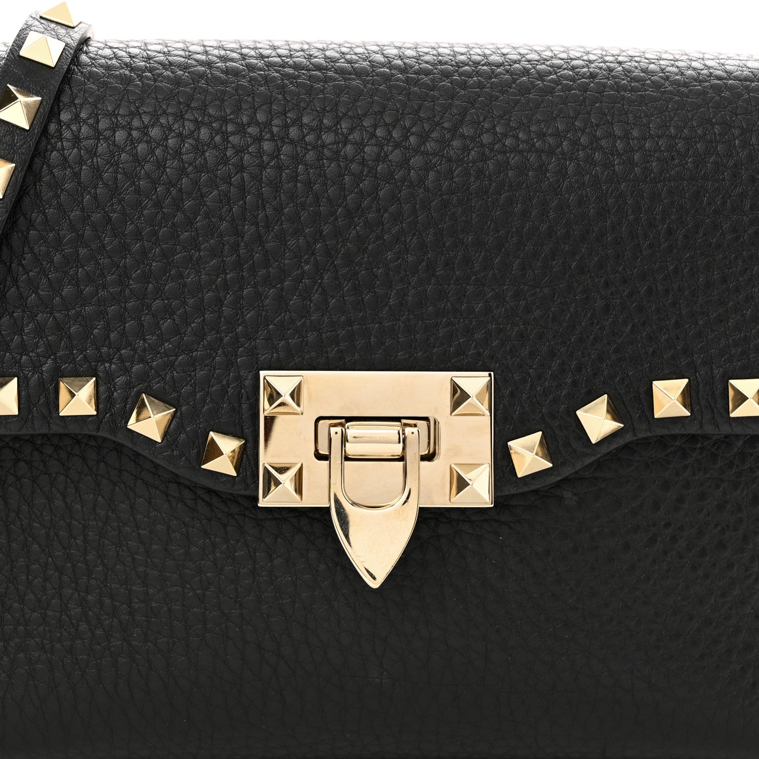 Valentino Garavani Pebbled Calfskin Medium Rockstud Flip Lock Crossbody Bag Black 7 of 9