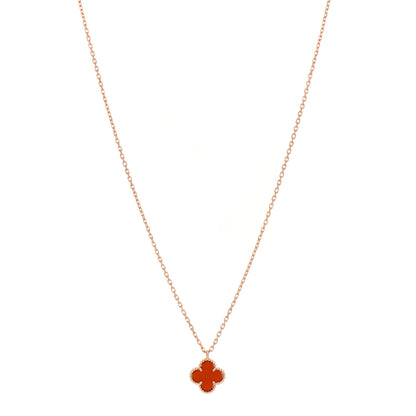 Van Cleef & Arpels 18K Rose Gold Carnelian Sweet Alhambra Pendant Necklace 1 of 5