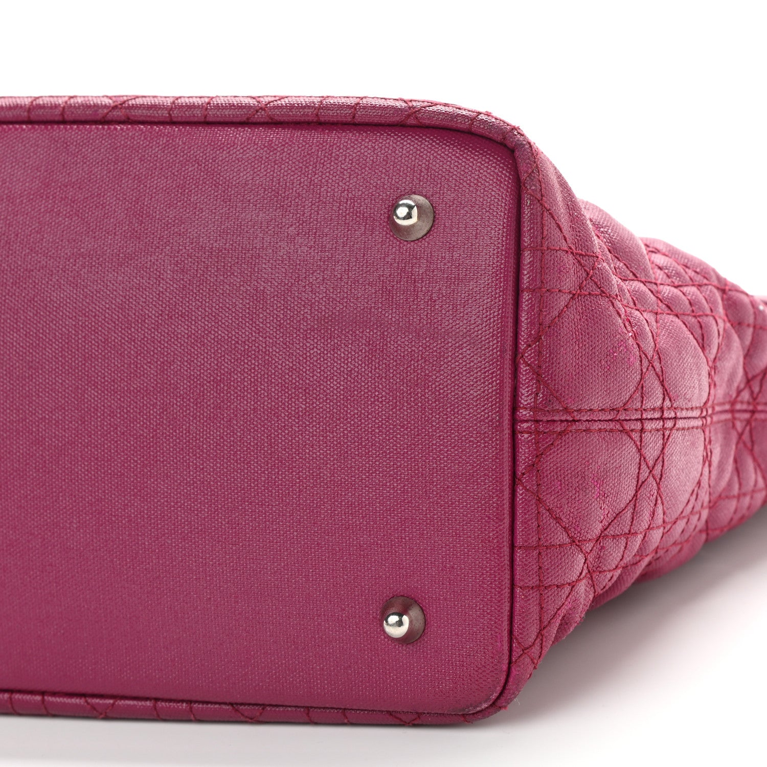 Christian Dior Coated Canvas Cannage Small Panarea Tote Fuchsia 9 of 12