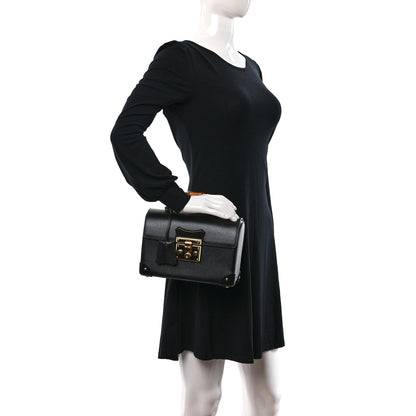 Gucci Calfskin Small Padlock Bamboo Shoulder Bag Black 2 of 12