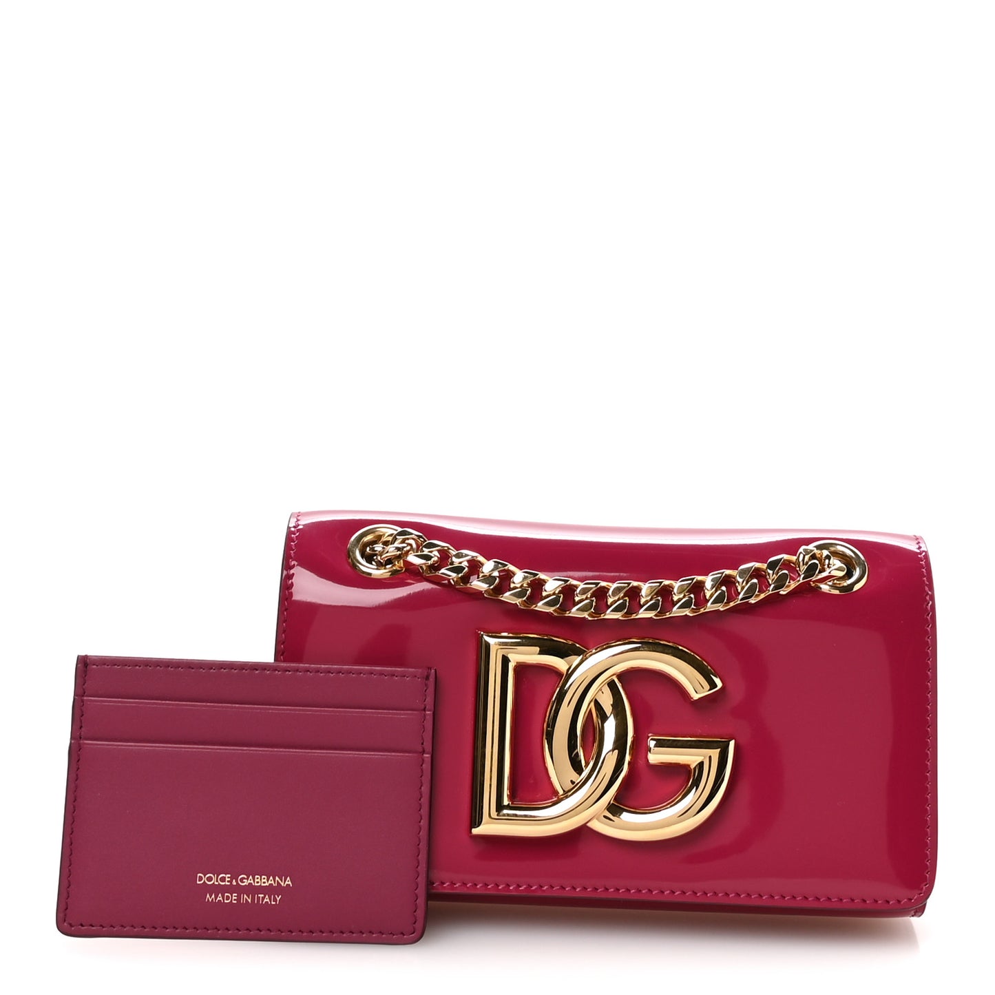 Patent DG Girls Phone Shoulder Bag Ciclamino