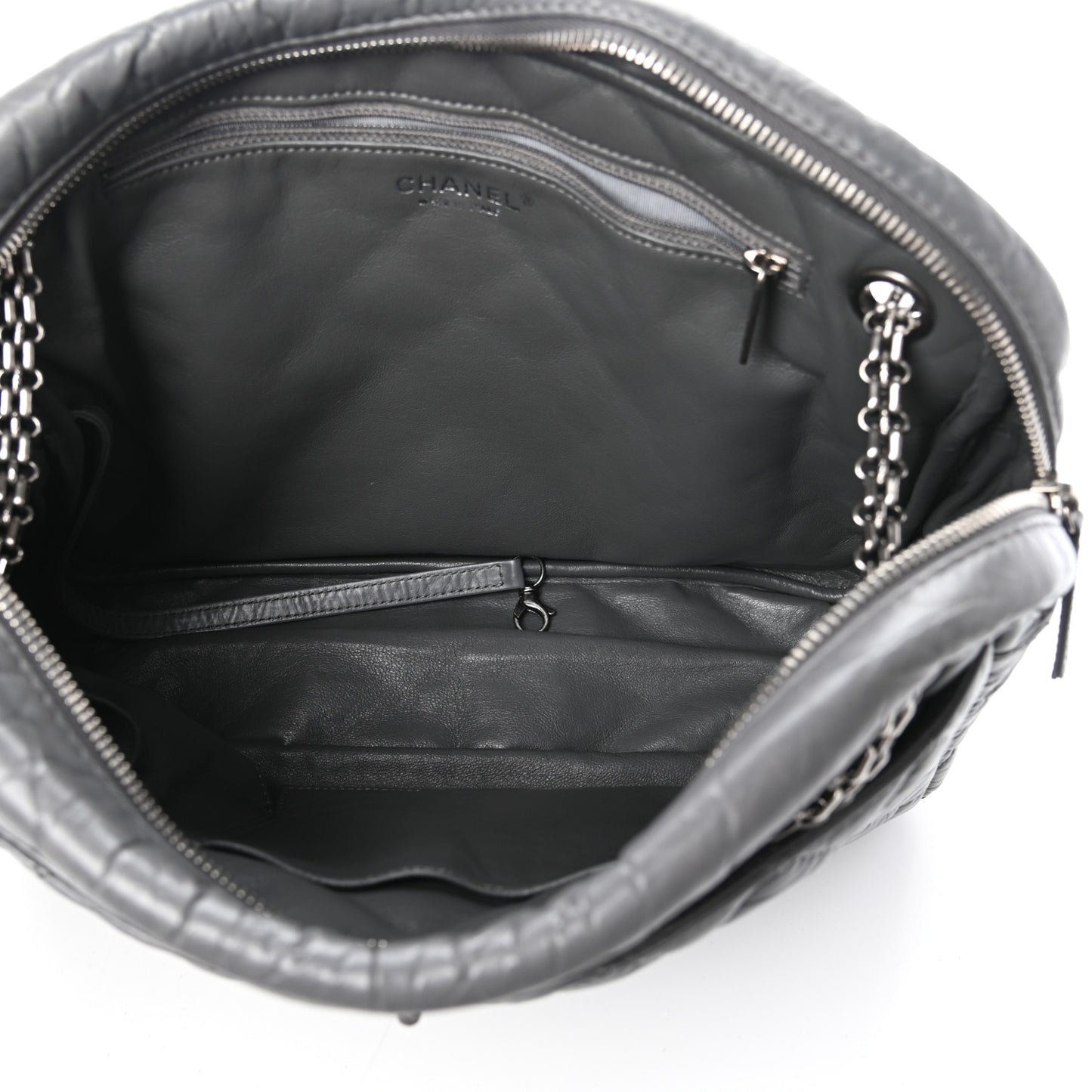 Aged Calfskin Quilted Large Reissue Camera Case Grey