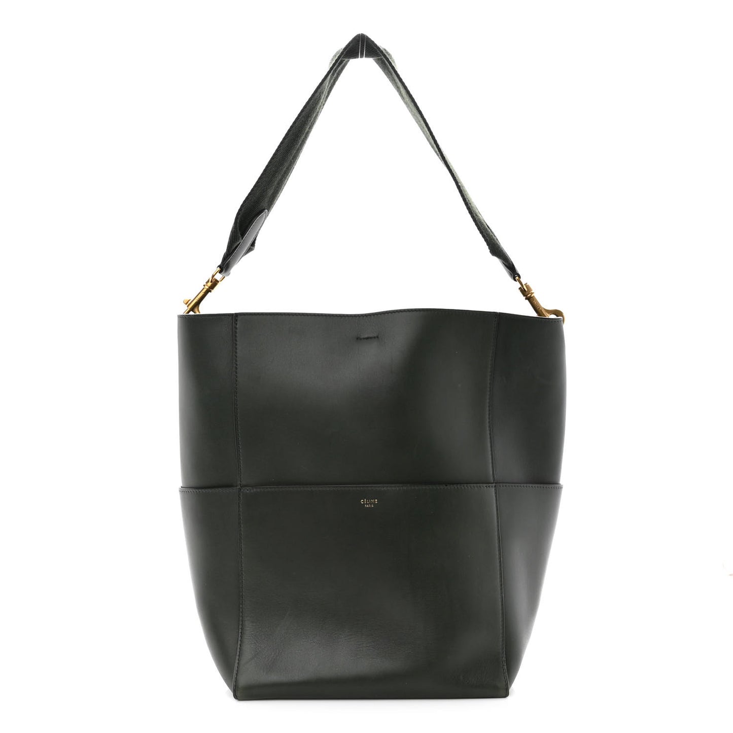 Supersoft Calfskin Sangle Bucket Bag Bottle Green