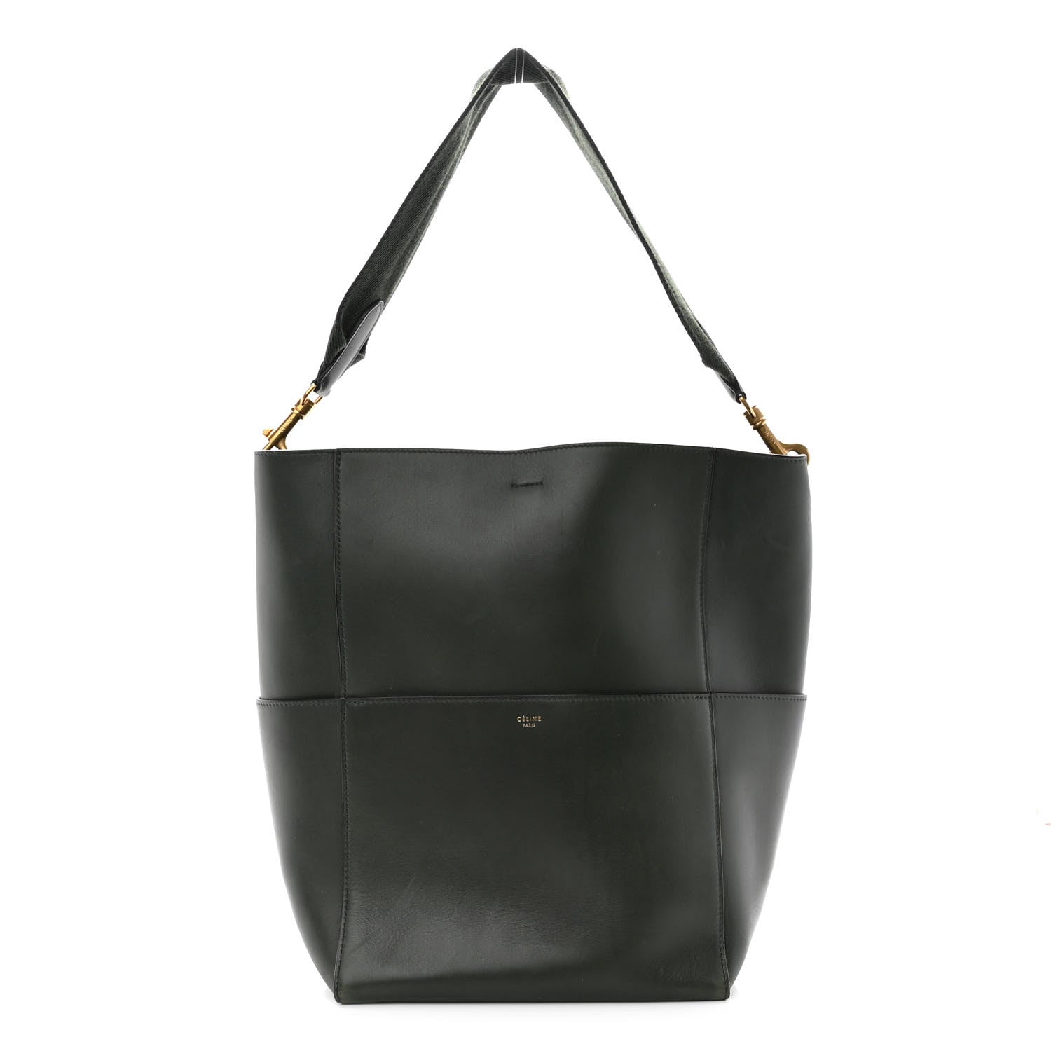 Celine Supersoft Calfskin Sangle Bucket Bag Bottle Green 1 of 9