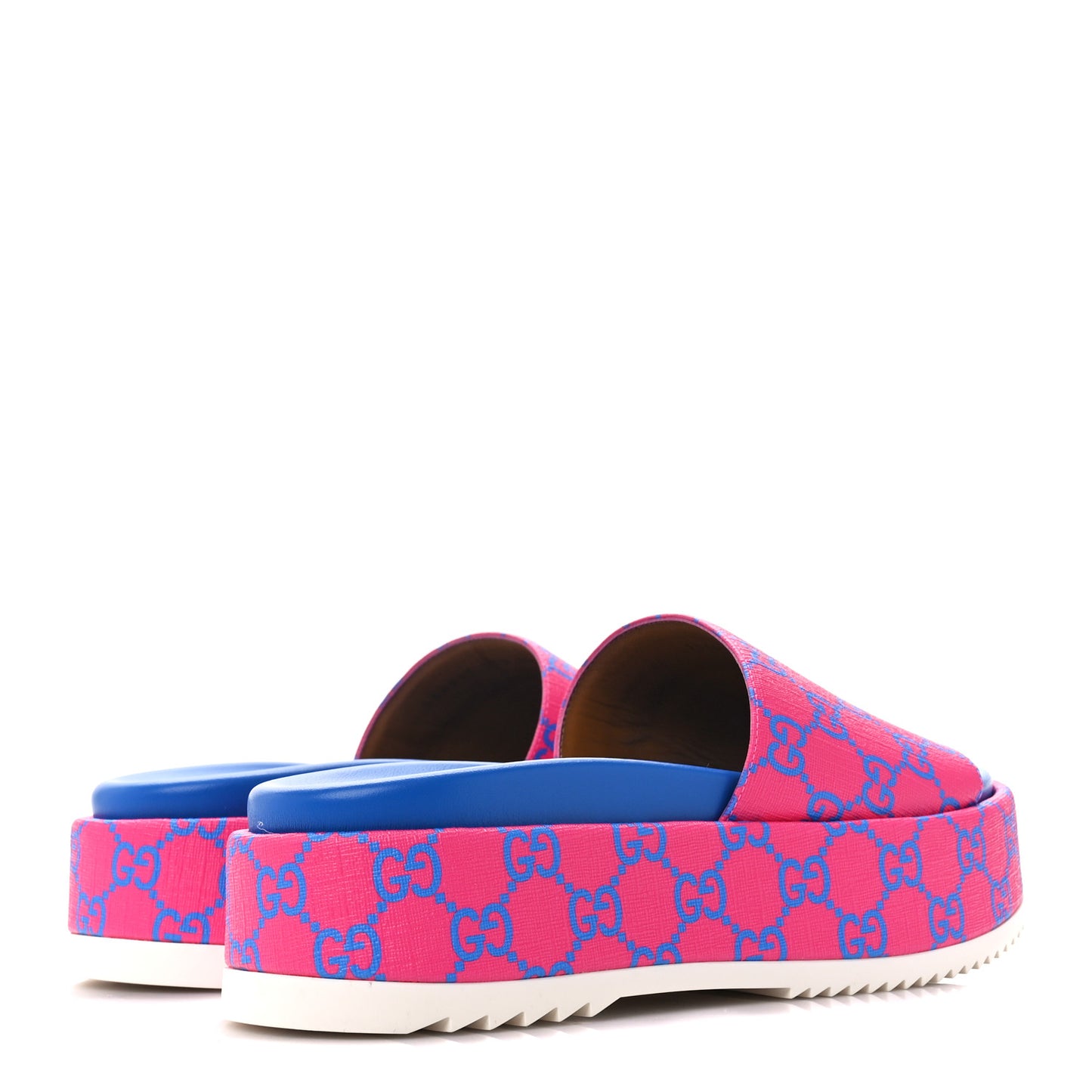 GG Supreme Joy Monogram Angelina Platform Slide Sandals 37.5 Fuxia Blue