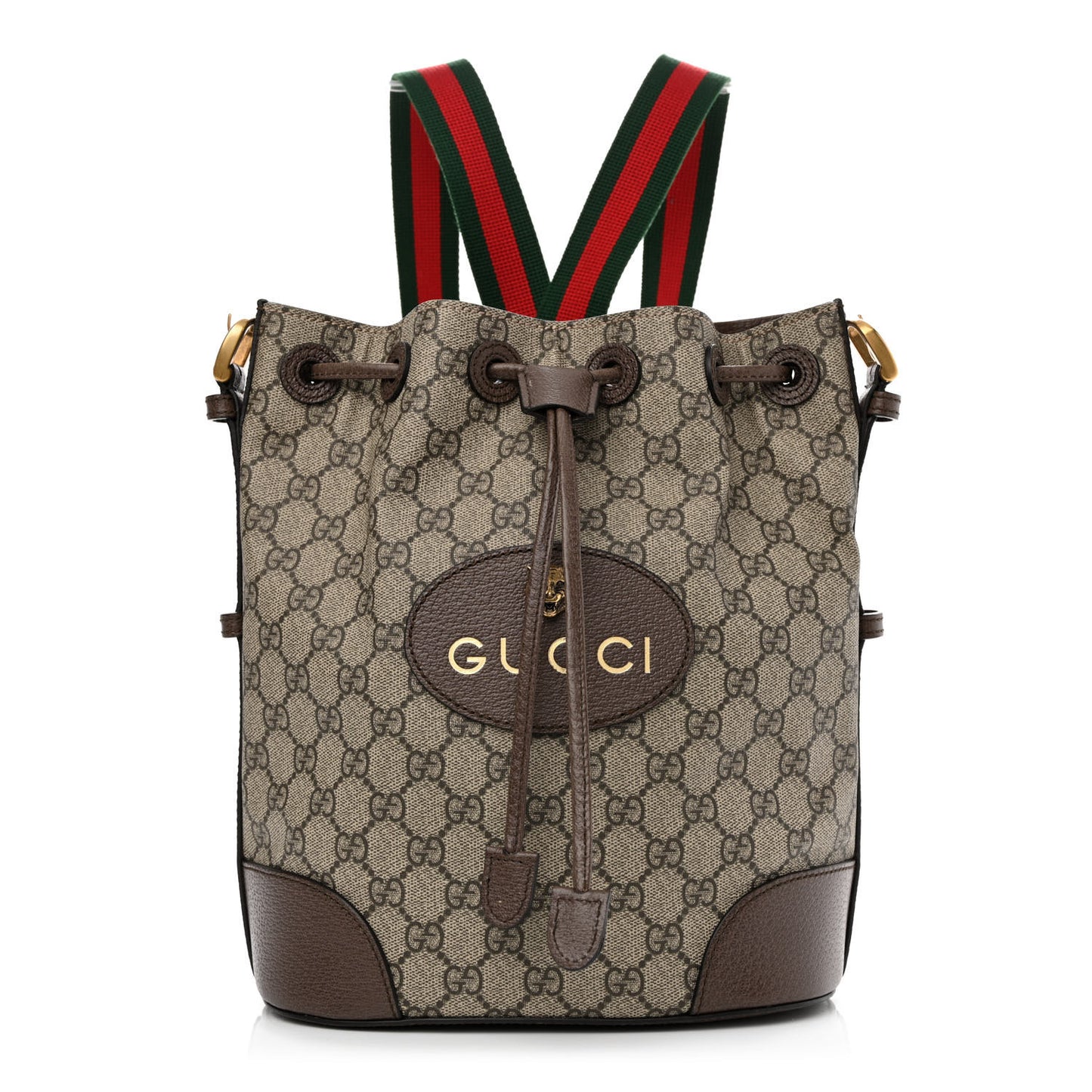 GG Supreme Monogram Neo Vintage Drawstring Bucket Backpack Beige New Acero Crop