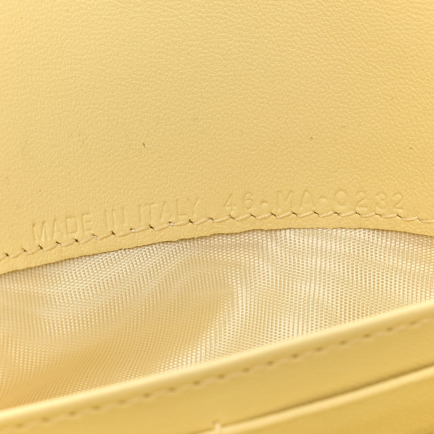 Goatskin Saddle Long Wallet With Chain Pastel Yellow