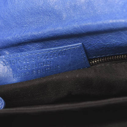 Balenciaga Agneau Giant 12 Silver Envelope Strap Clutch Bleu Lazuli 7 of 10