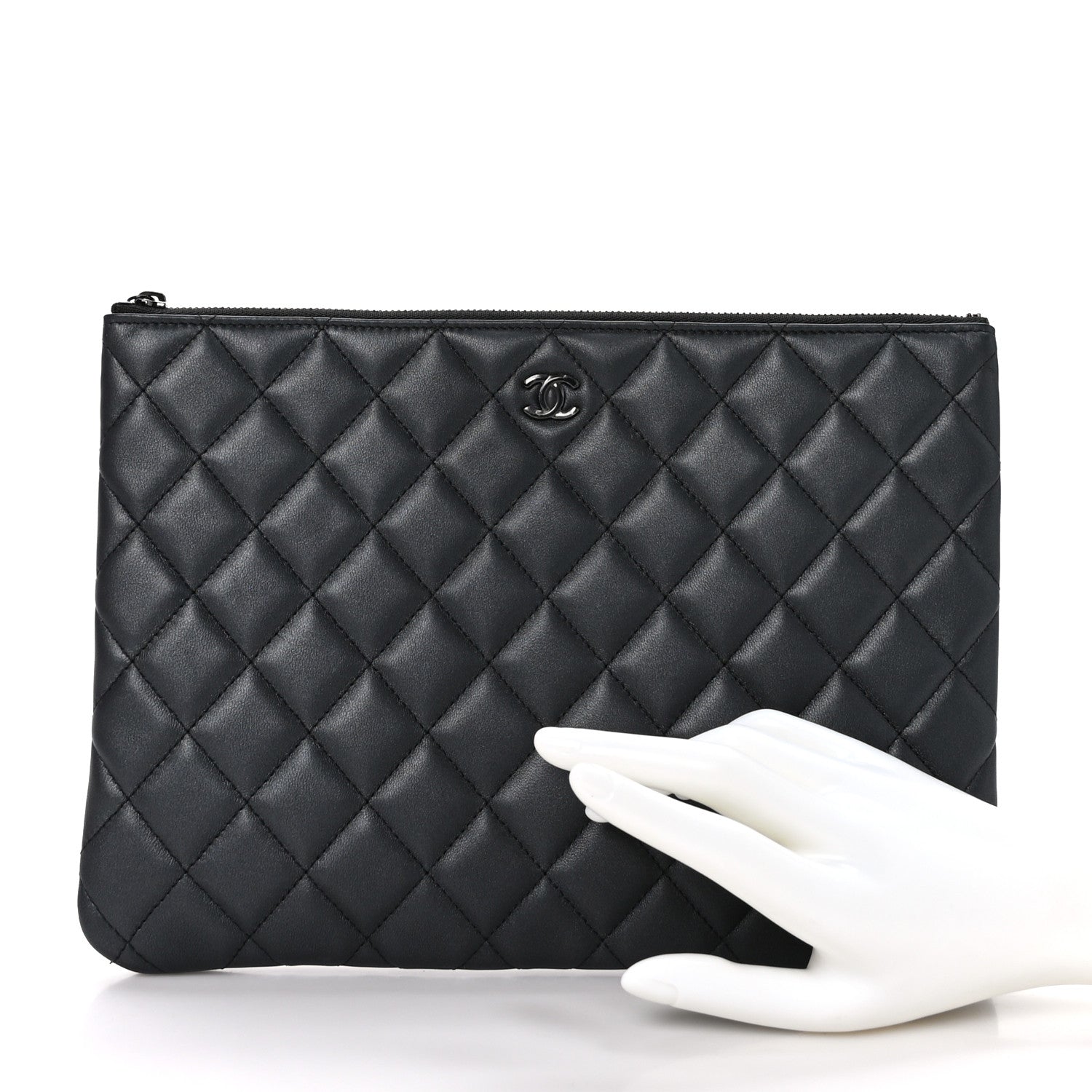 Chanel Lambskin Quilted Medium Cosmetic Case So Black 2 of 10