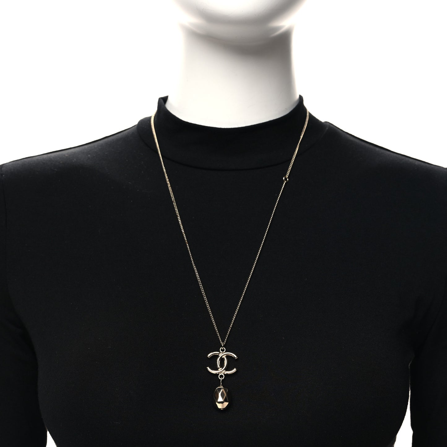 Metal Bead CC Drop CC Pendant Necklace Gold