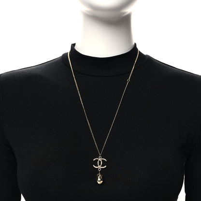 Chanel Metal Bead CC Drop CC Pendant Necklace Gold 2 of 4