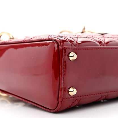 Christian Dior Patent Cannage Mini Lady Dior Red 9 of 11