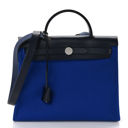 Hermes Toile Vache Hunter Herbag Zip 31 PM Bleu Electrique Bleu Indigo 3 of 11