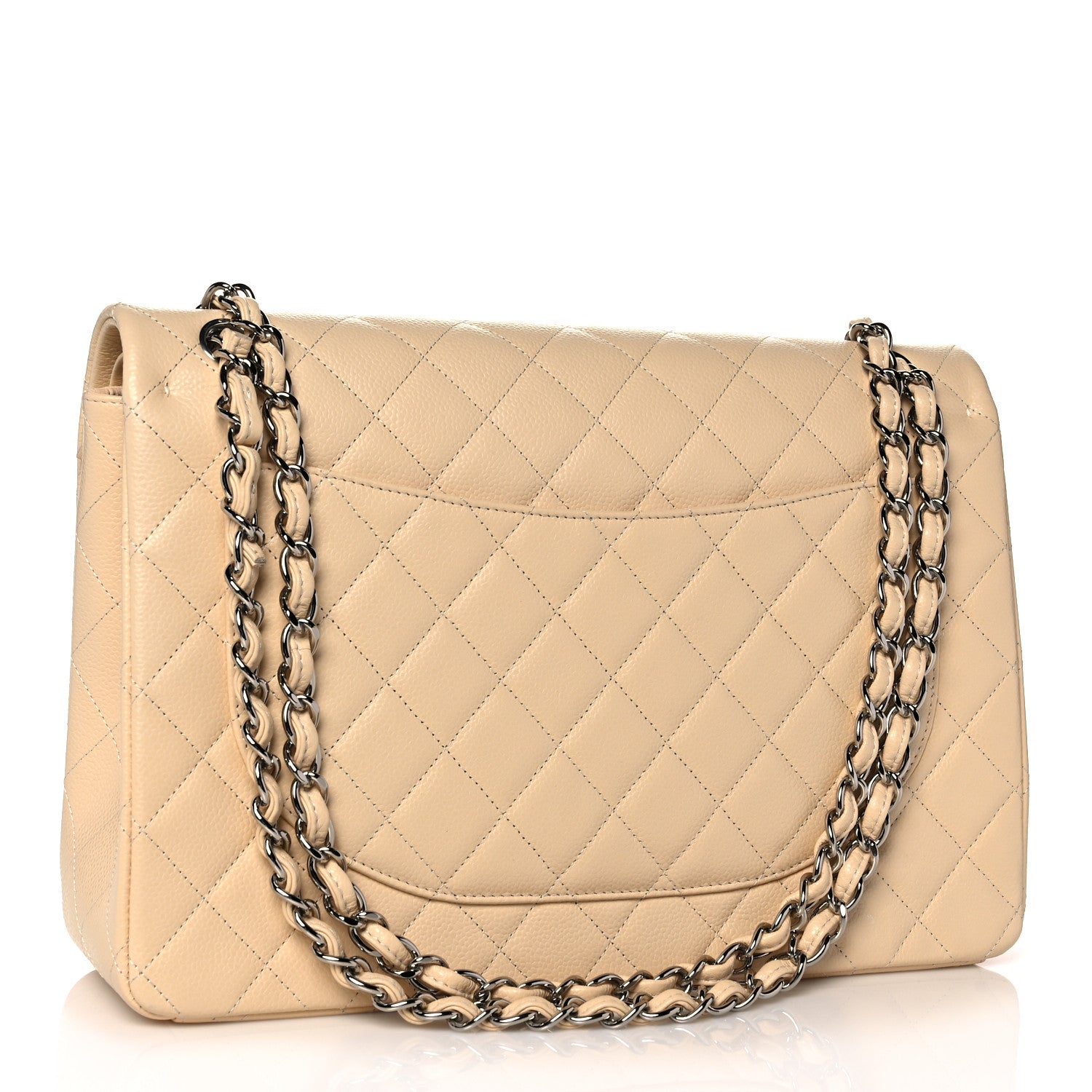 Chanel Caviar Quilted Maxi Double Flap Light Beige 3 of 11