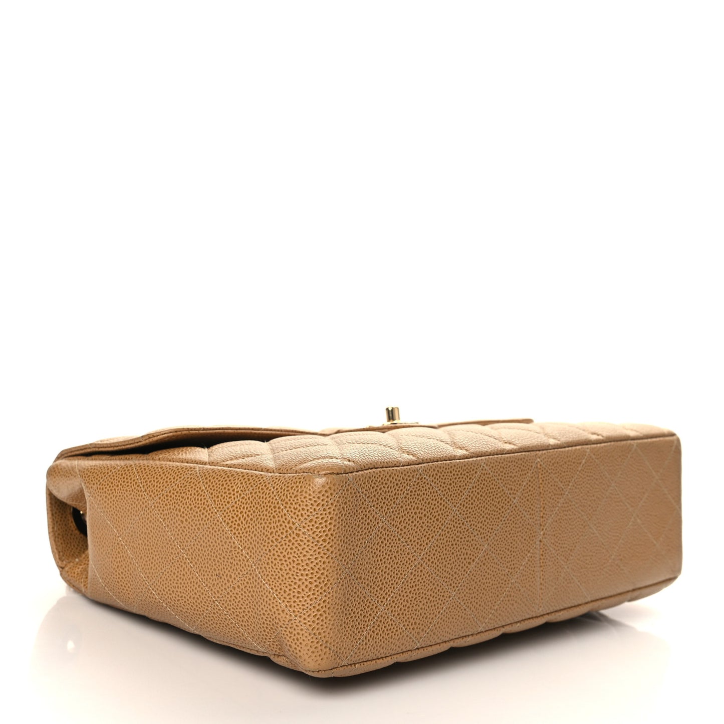 Caviar Quilted Jumbo Single Flap Beige