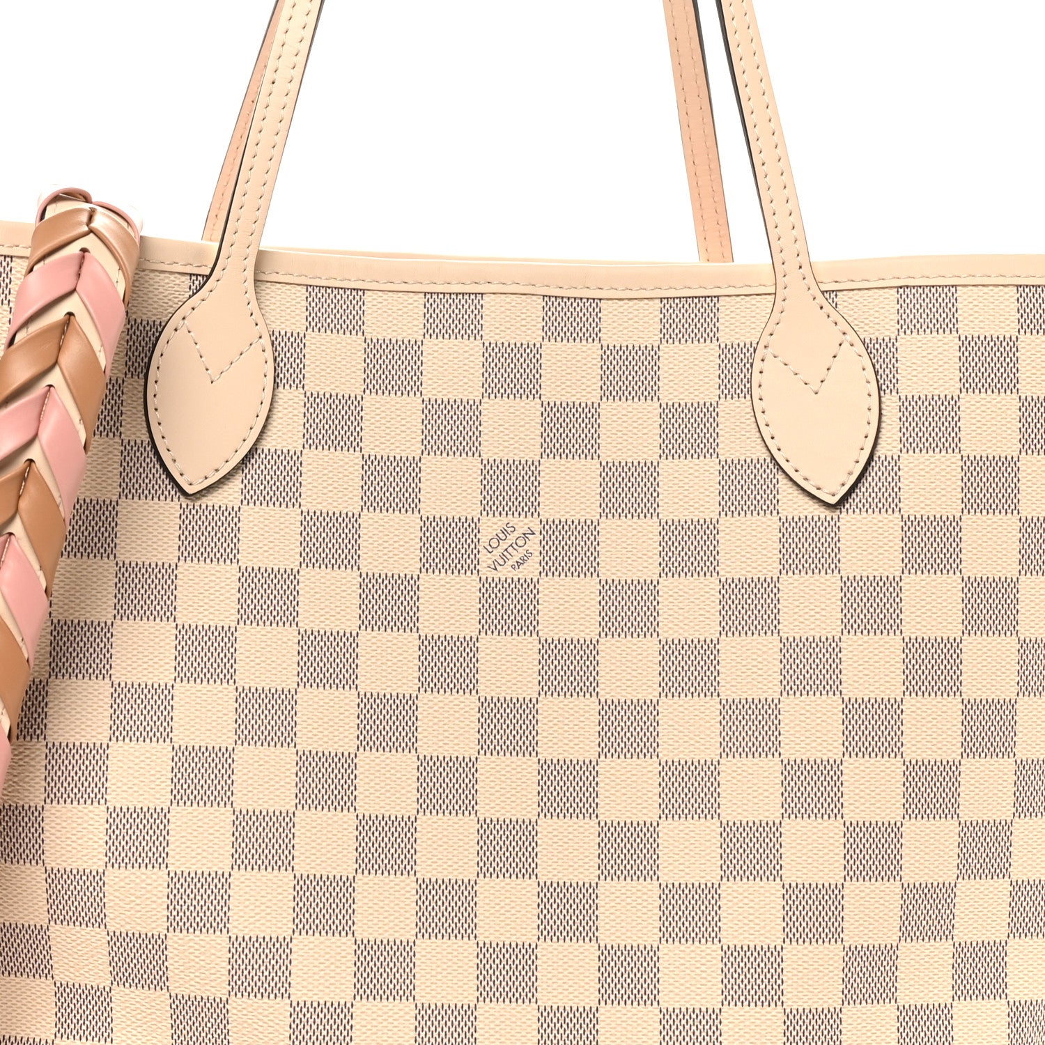 Louis Vuitton Damier Azur Braided Neverfull MM Pink 8 of 10