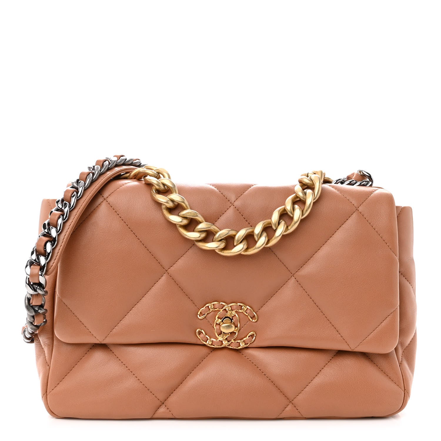 Chanel Lambskin Quilted Large Chanel 19 Flap Brown 1 of 10