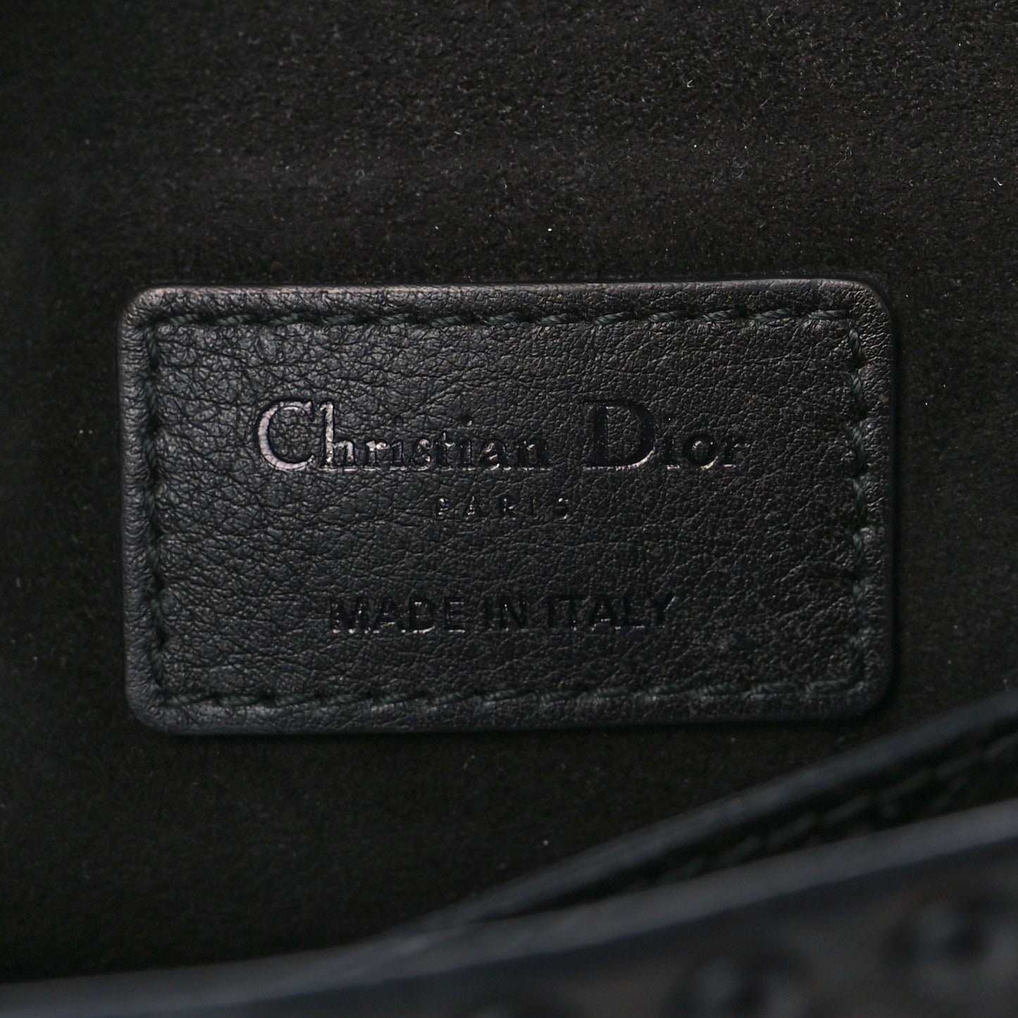 Calfskin Embossed Cannage Studded J'Adior Chain Flap Bag Black