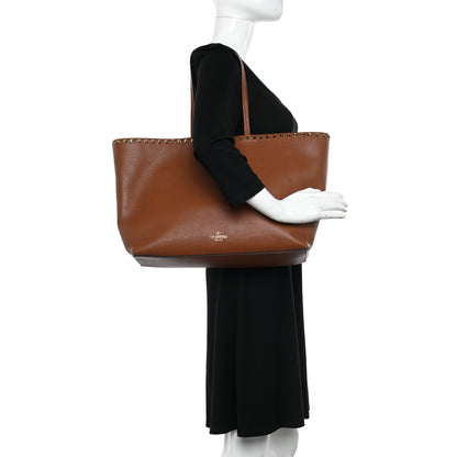 Valentino Garavani Grained Calfskin Rockstud Shoulder Tote Brown 2 of 9