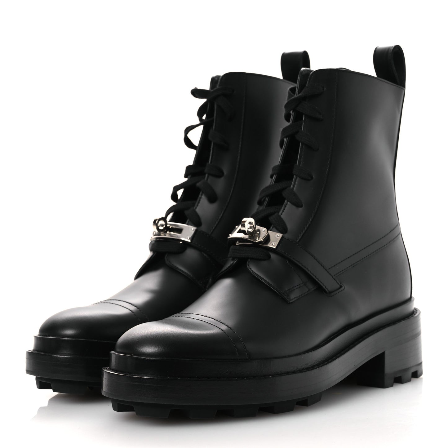 Glossed Calfskin Funk Ankle Boots 38.5 Black