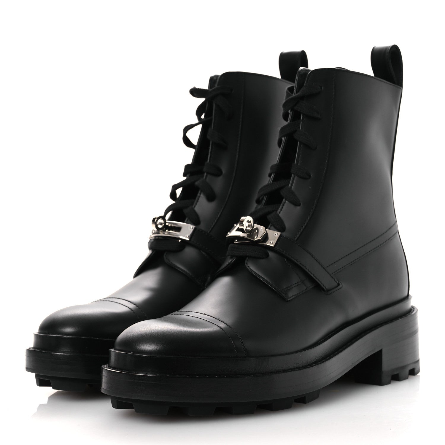 Hermes Glossed Calfskin Funk Ankle Boots 38.5 Black 4 of 11