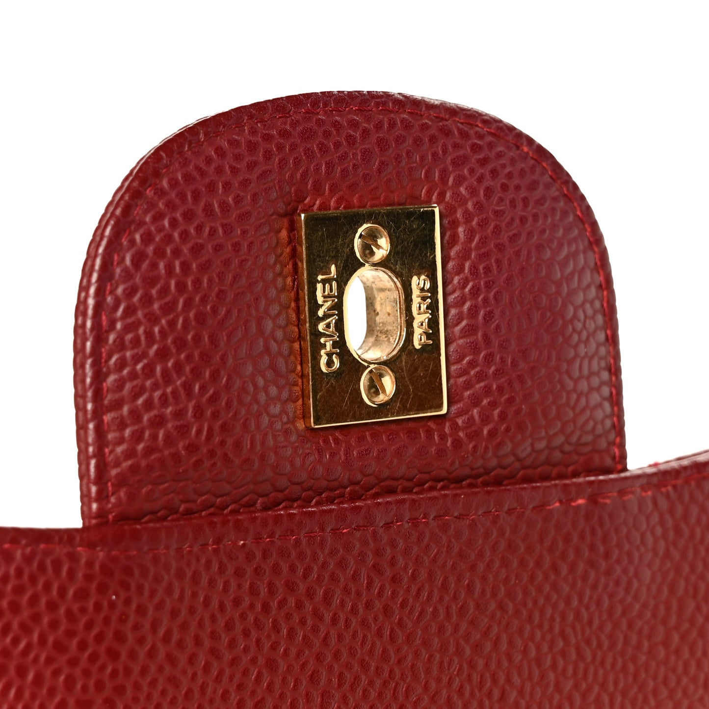 Caviar Quilted Maxi Single Flap Dark Red