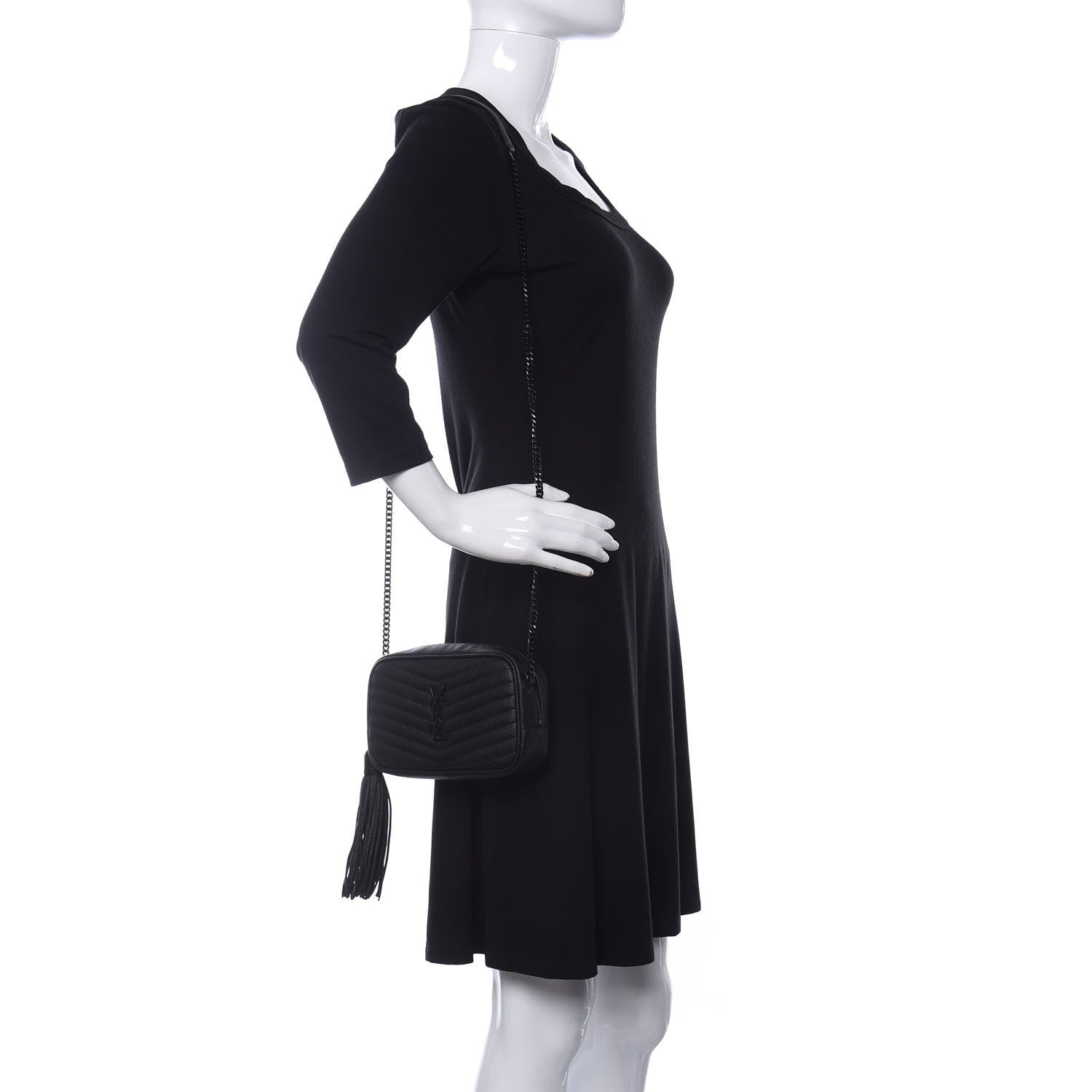 Saint Laurent Grain De Poudre Matelasse Monogram Mini Lou Camera Bag Black 2 of 10