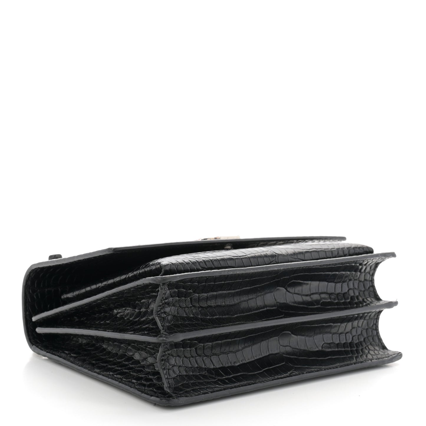 Calfskin Crocodile Embossed Medium Monogram Sunset Black