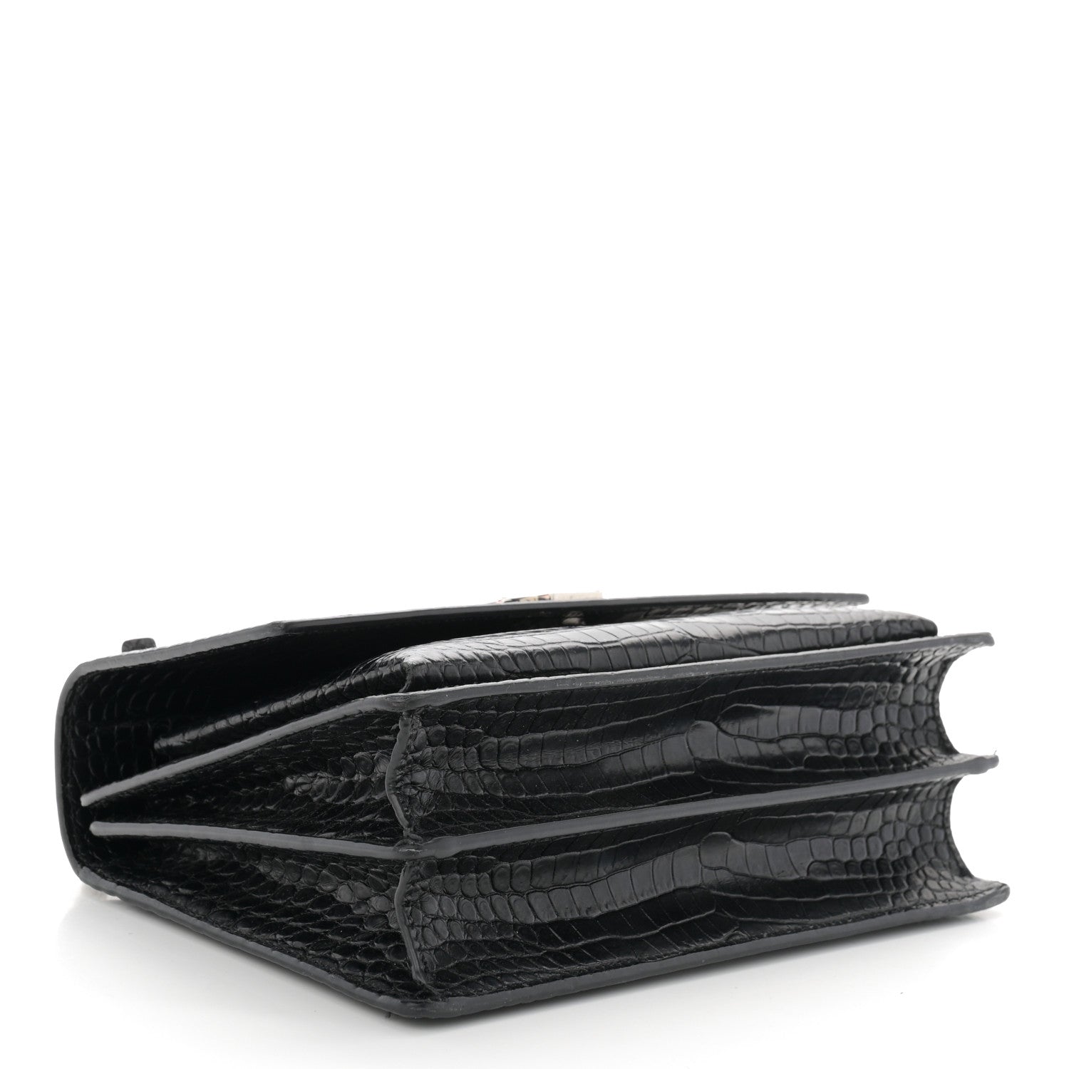 Saint Laurent Calfskin Crocodile Embossed Medium Monogram Sunset Black 4 of 10