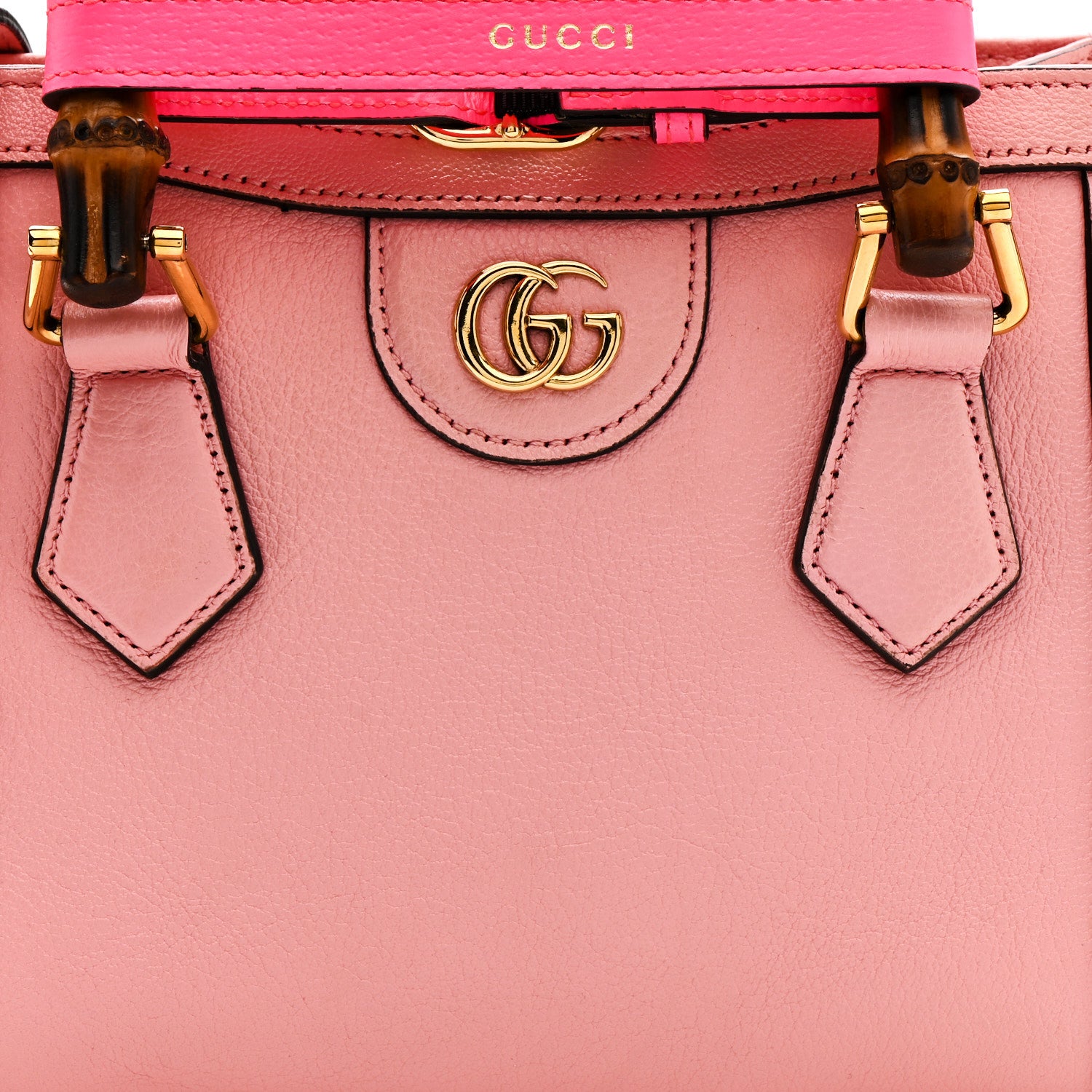 Gucci Wonka Grain Calfskin Mini Diana Tote Bag Wild Rose Fuxia Fluo 8 of 15