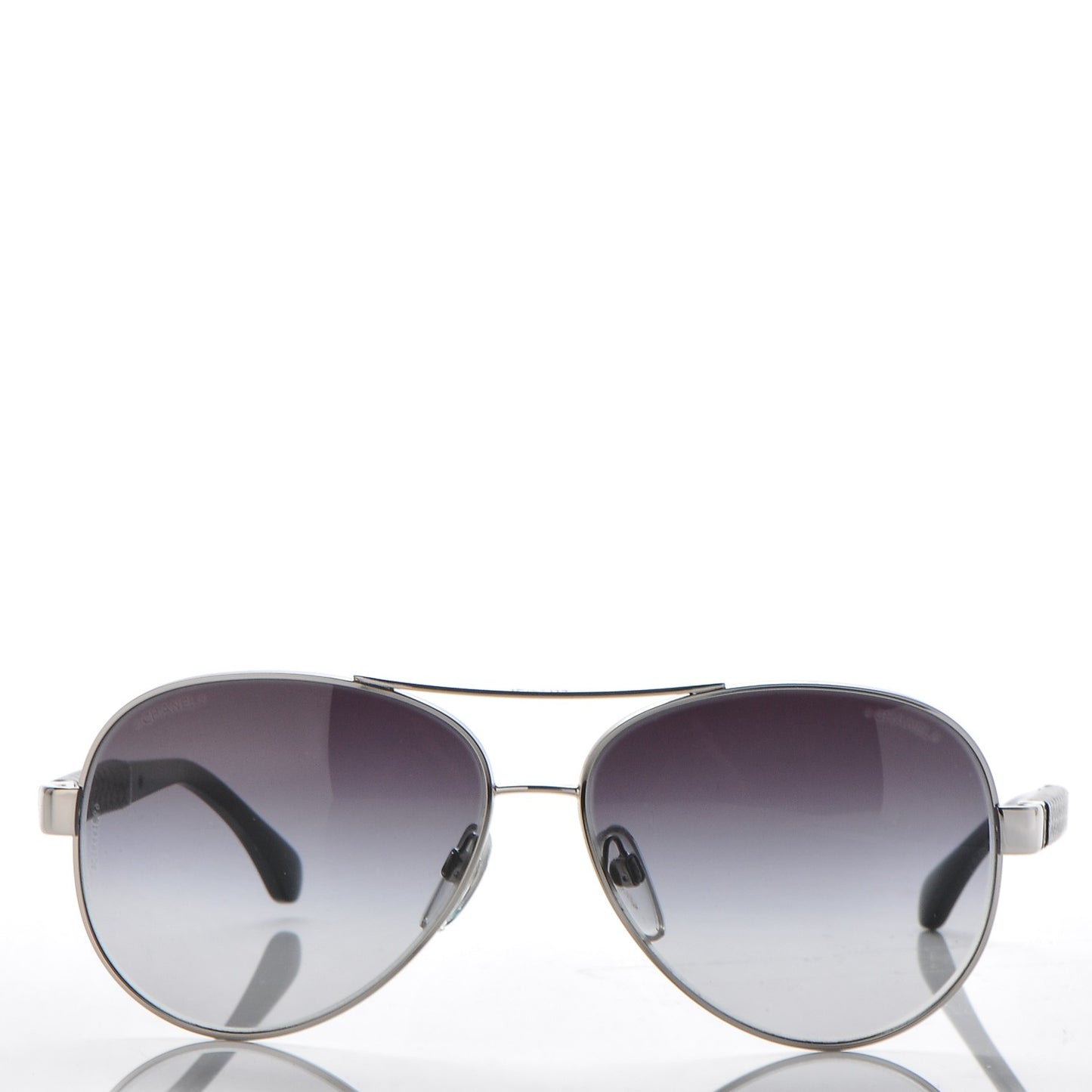 Lambskin Quilted CC Aviator Sunglasses 4195-Q Black SIlver