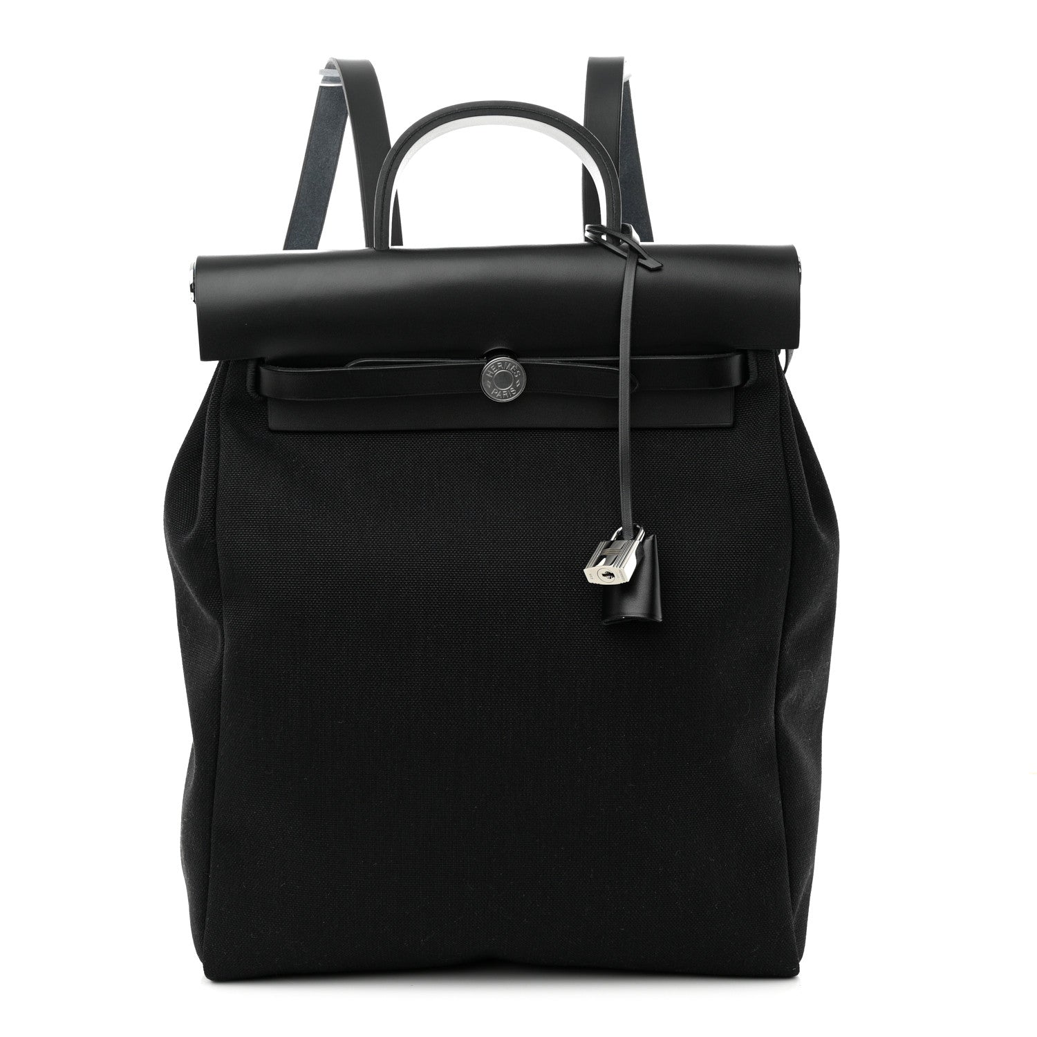 Hermes Military Toile Vache Hunter Herbag a Dos Zip Retourne Backpack Black 1 of 10