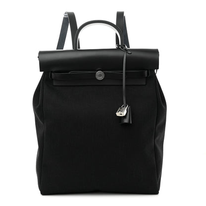 Hermes Military Toile Vache Hunter Herbag a Dos Zip Retourne Backpack Black 1 of 10