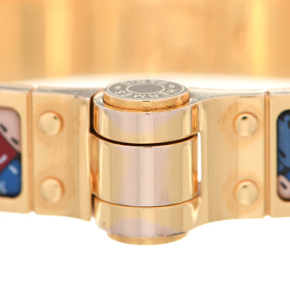 Hermes Enamel Printed Narrow Bolduc Au Carre Hinged Bracelet 5 of 8