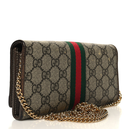 Gucci GG Supreme Monogram Web Ophidia Wallet On Chain Brown 3 of 11