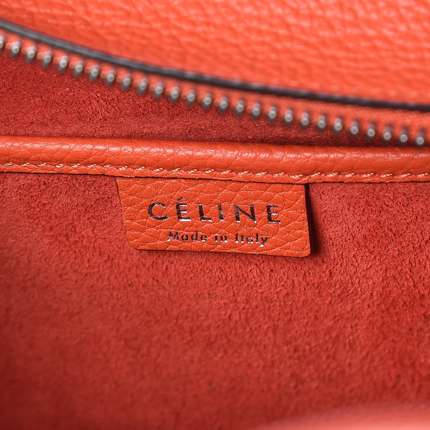 Celine Drummed Calfskin Nano Luggage Vermillion 6 of 9
