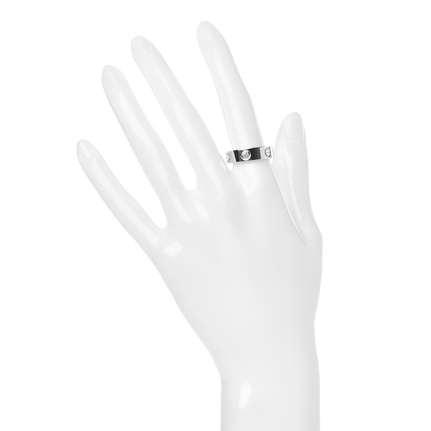 18K White Gold 3 Diamond 5.5mm LOVE Ring 54 7