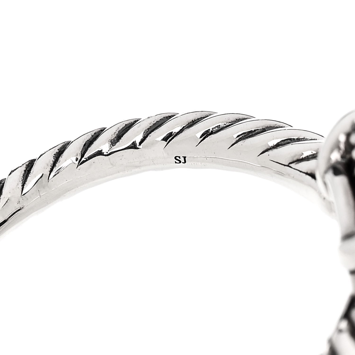 David Yurman Sterling Silver 18K Yellow Gold Diamond Black Onyx 7mm Petite Chatelaine Ring 54 7 6 of 7