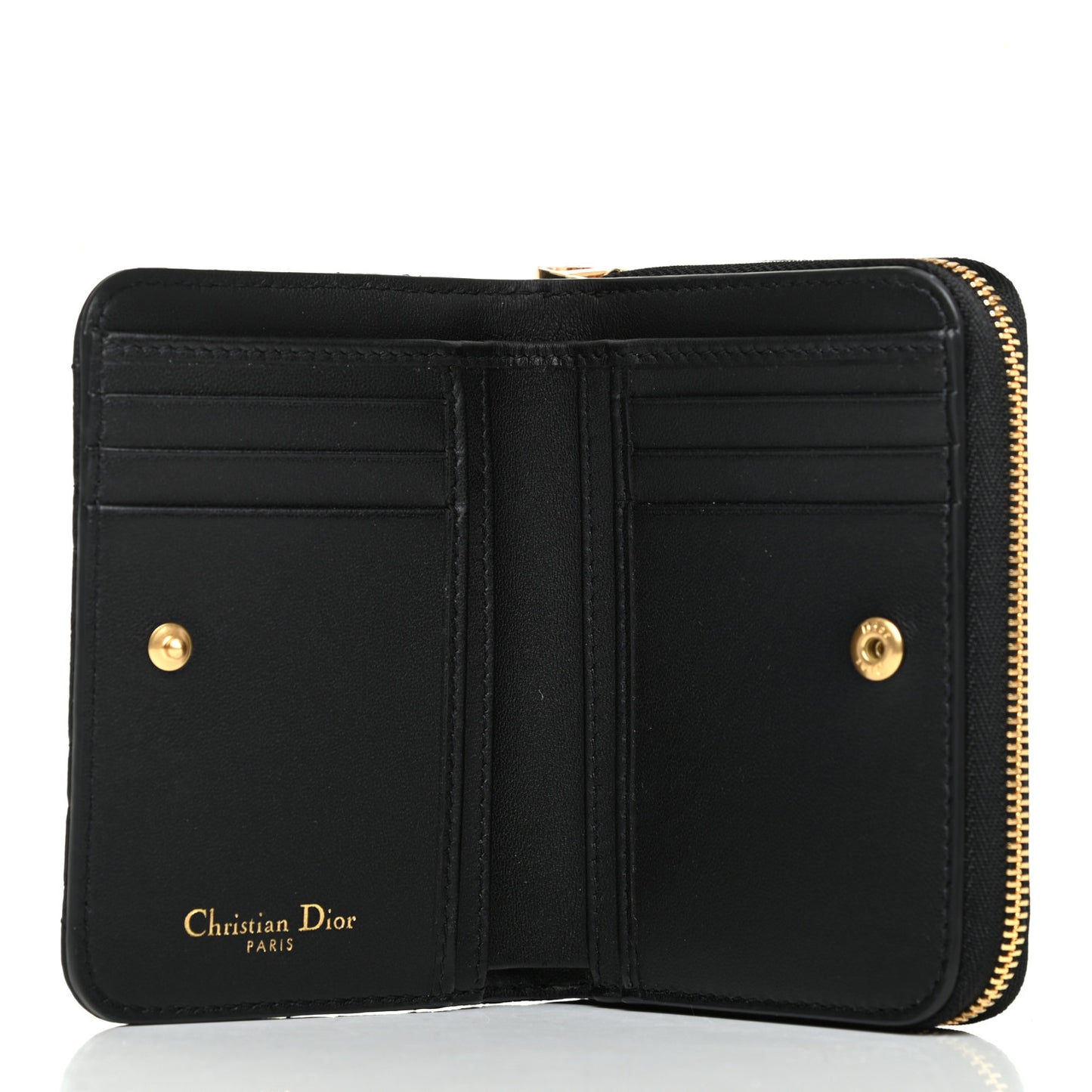 Grained Calfskin Supple Cannage Caro Scarlet Zipped Wallet Black