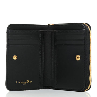 Christian Dior Grained Calfskin Supple Cannage Caro Scarlet Zipped Wallet Black 5 of 8