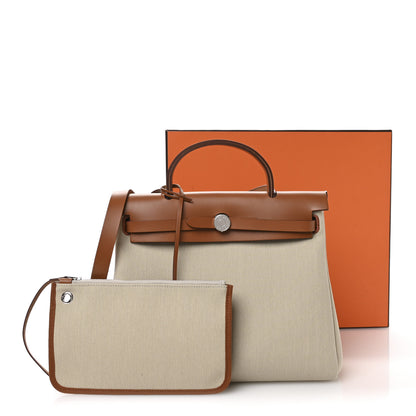 Hermes Military Toile Vache Hunter Herbag Zip Retourne 31 PM Beton Fauve 11 of 11