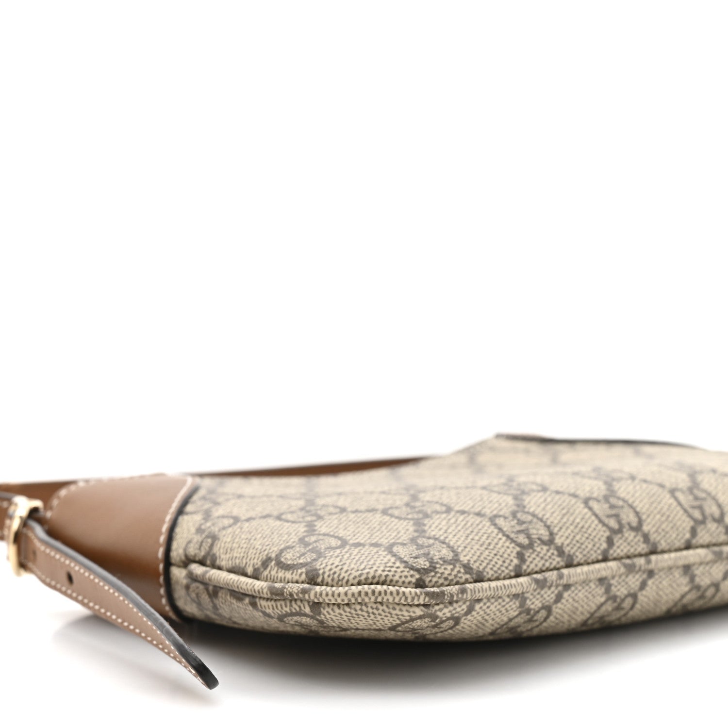 Gucci GG Monogram Calfskin Small Emblem Shoulder Bag Beige Dark Brown 10 of 12