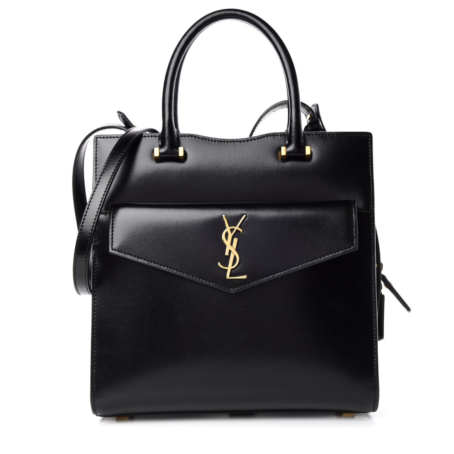 Shiny Calfskin Small Uptown Tote Black